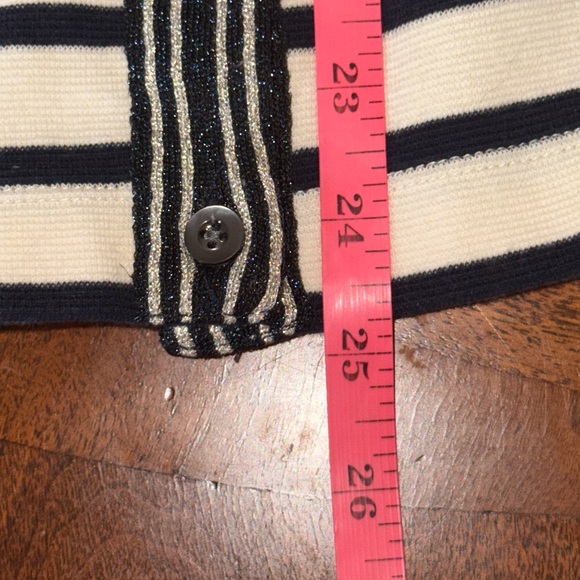 🖤🤍 J.Crew Navy & Ivory Striped Button-Front Cardigan Sweater | Medium - Picture 8 of 12